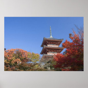 Pôster Japão, Quioto, Pagode em cores de outono