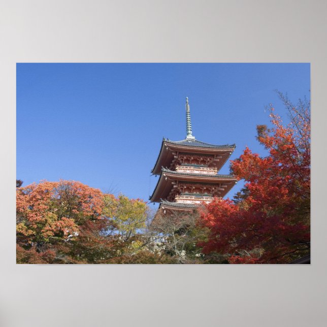 Pôster Japão, Quioto, Pagode em cores de outono (Frente)