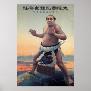 Poster JAPÃO SUMO STEAMSHIP VIAGEM c. 1915