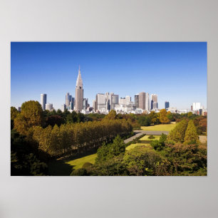 Pôster Japão. Tóquio. Panorama do distrito de Shinjuku e