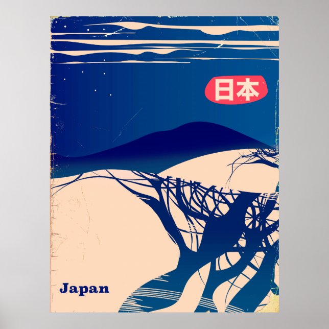 Pôster Japão Winter Trees Vintage Airlines poster. (Frente)