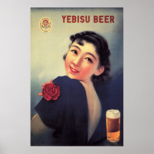 Poster JAPÃO YEBISU BEER Advertising Vintage Arte Japone