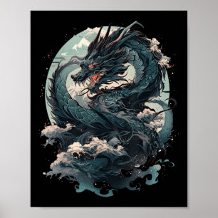 Poster Japonês - Aestic Dragon Japonês Art Japan Tatto