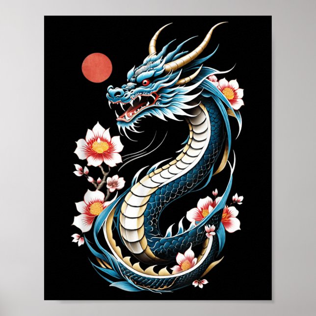 Poster Japonês - Aestic Dragon Japonês Art Japan Tatto (Frente)