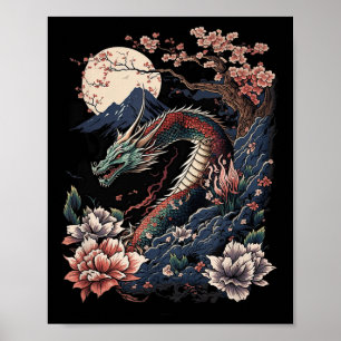 Poster Japonês - Aestic Dragon Japonês Art Japan Tatto