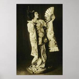 poster japonês da gueixa