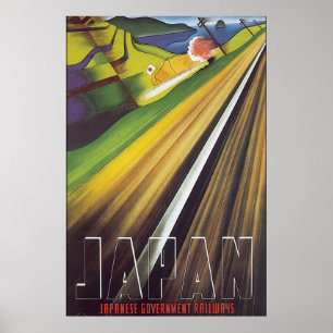 Poster japonês das viagens vintage das estradas d