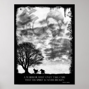 Poster japonês do espírito (preto e branco)