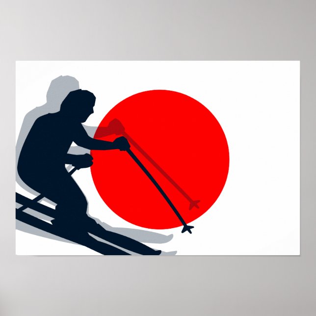 Poster Japonês Flag Ski Japan Winter Sports (Frente)