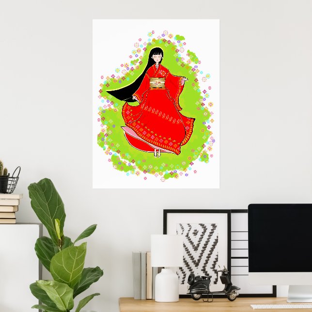 Poster Japonês Maiko (Escritório em casa)