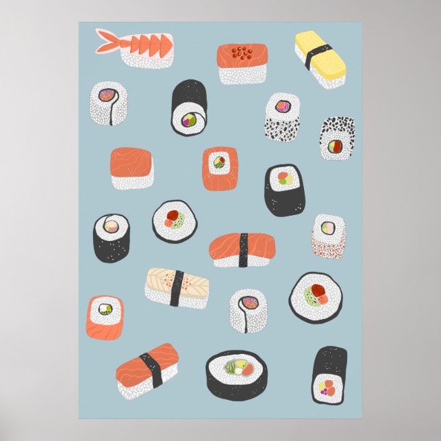 Poster Japonês Sushi Nigiri Maki Roll (Frente)