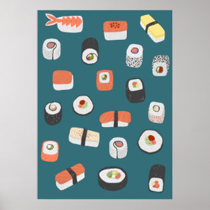Poster Japonês Sushi Nigiri Maki Roll