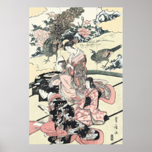 Poster Japonês Ukiyo-e Daimyo nenhum okuzashiki por
