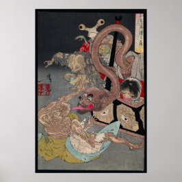 Pôster Japonês Yokai Ukiyo-e Omoi Tsuzura por Yoshitoshi