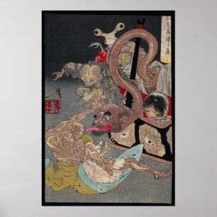 Pôster Japonês Yokai Ukiyo-e Omoi Tsuzura por Yoshitoshi