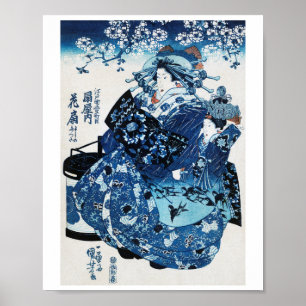 Poster Japonesa Geisya, Kuniyoshi, Ukiyo-e