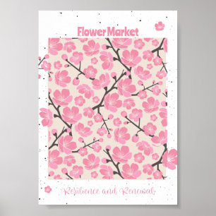 Poster Japoneses florescem florescem mercado floral
