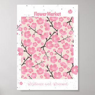 Poster Japoneses florescem florescem mercado floral
