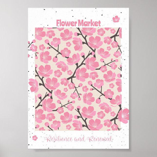 Poster Japoneses florescem florescem mercado floral (Frente)