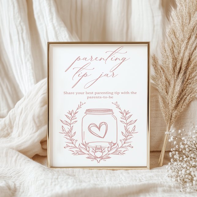 Poster Jar da Parentalidade do Chá de fraldas Rosa Floral (Criador carregado)