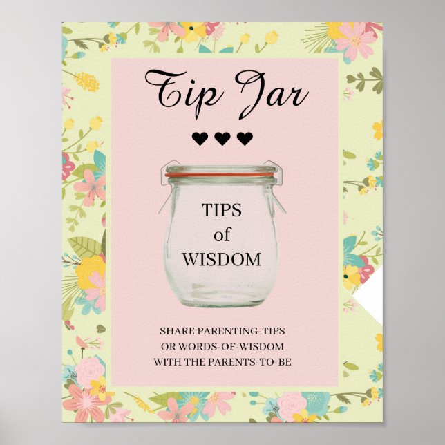Poster Jar Verde Amarelo Cor-de-Rosa Floral (Frente)