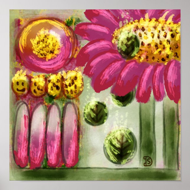 Poster Jardim Abstrato, Pintura Digital (Frente)