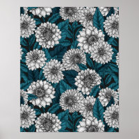 Jardim branco Dahlia/ folhas azuis 2