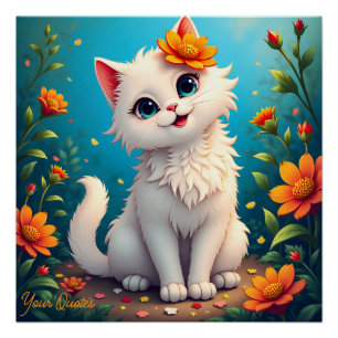 Pôster Jardim Caprichoso do Gatinho Branco
