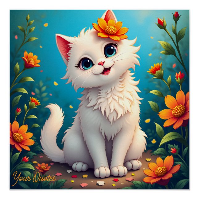 Pôster Jardim Caprichoso do Gatinho Branco (Frente)