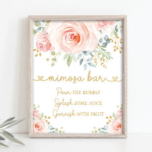 Poster Jardim Chic Rosa Floral Vegetação Mimosa Bar