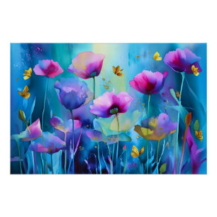 Pôster Jardim Crepúsculo: Poppies e Poster de Asas Ouro