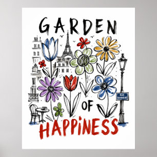 Poster Jardim da Felicidade – Desenho Floral de Paris