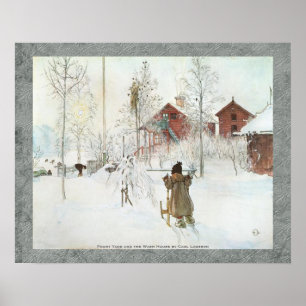 Pôster Jardim da frente e a casa Carl Larsson 20x16 da