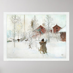 Poster Jardim da frente e casa Carl Larsson da lavagem