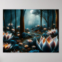 Poster Jardim da Lua Mística: Florais Iluminados