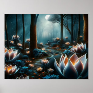 Poster Jardim da Lua Mística: Florais Iluminados