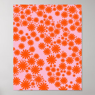 Poster Jardim Daisy 03 Laranja E Rosa