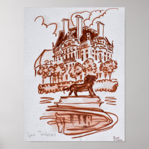 Pôster Jardim das Tuilarias pelo Louvre   Paris, França