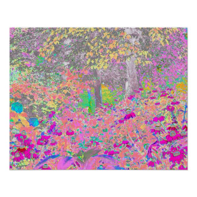Pôster Jardim de Aquarela ao Nascer do Sol com Flores Rox (Frente)