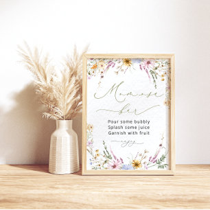 Poster Jardim de Aquarelas Flores Selvagens Mãe-Osa Poste