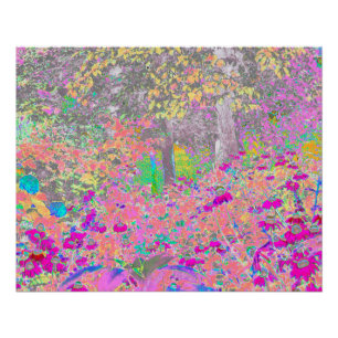 Pôster Jardim de Aquarelas Sunrise com Flores Roxas