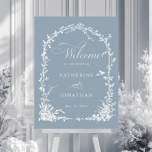 Poster Jardim de Arco Botânico Casamento Azul Poeirento B