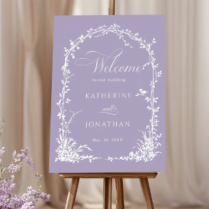 Poster Jardim de Arco Botânico Casamento Bem-vindo Lavand