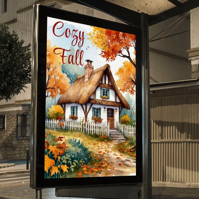 Poster Jardim de Árvores de Algodão Russo Autumn Watercol (Criador carregado)