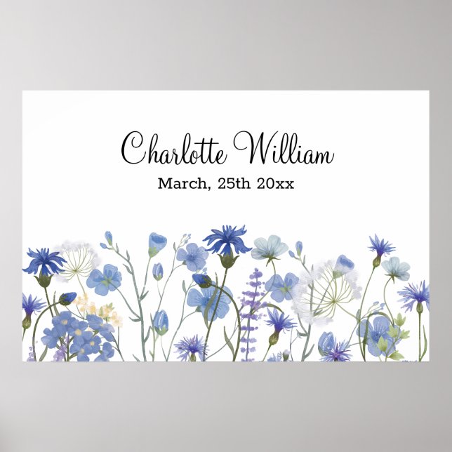 Poster Jardim de Bebê com Flores Silvestres em Aquarela A (Frente)