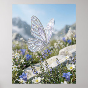 Poster Jardim de Borboleta de Cristal Brilho