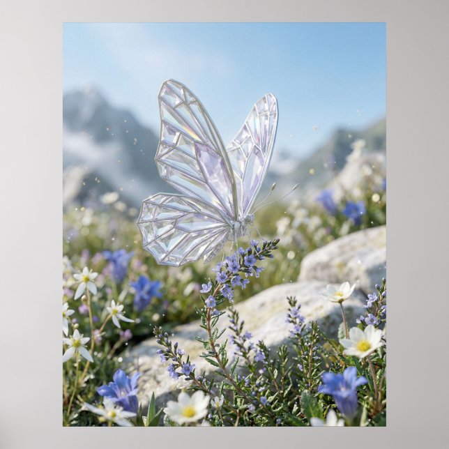 Poster Jardim de Borboleta de Cristal Brilho (Frente)