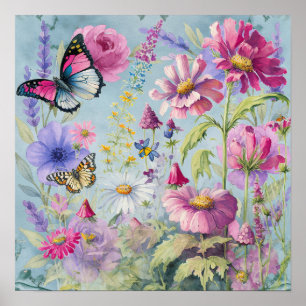 Poster Jardim de Borboletas Cottagecore