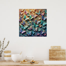 Poster Jardim de Borboletas Iridescentes