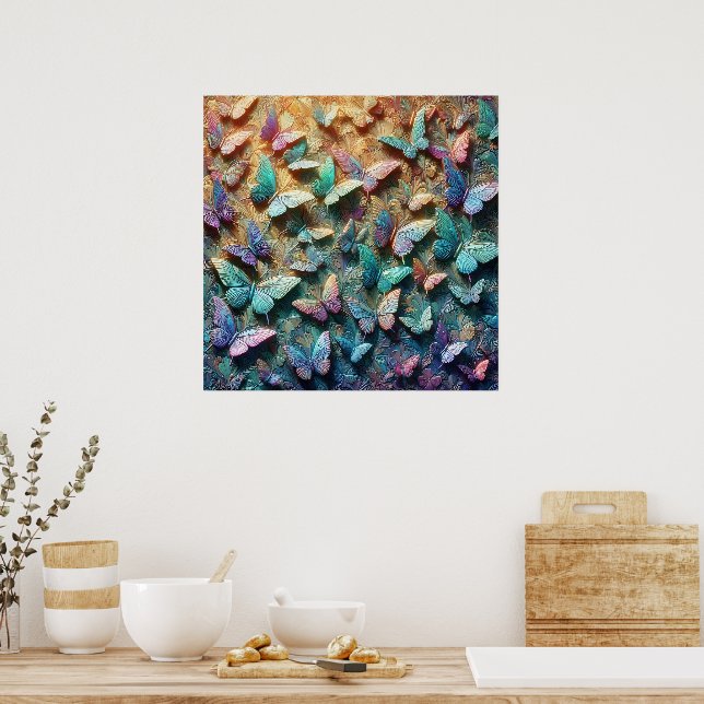 Poster Jardim de Borboletas Iridescentes (Cozinha)